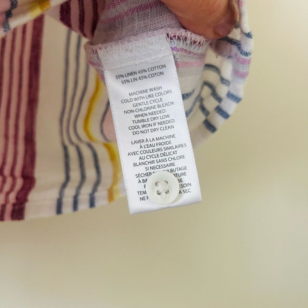 BeachLunchLounge Pink Striped Button Down Collared Linen Cotton Shirt XS - Picture 5 of 8